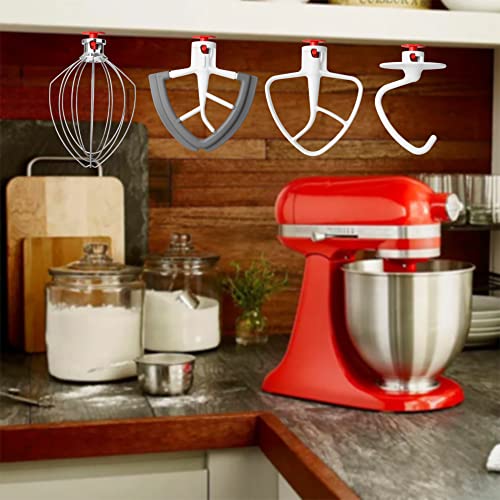 Kitchen Mixers Attachments Hangers-Besuerte Kitchen Mixer Parts for Organizing Kitchen Aid Stand Mixer Attachments, Kitchen Accessories For Stand Mixer Under Cabinet Storage Mount(4pcs Red ) - Kitchen Parts America