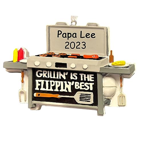Personalized Outdoor Grilling Christmas Ornament - Barbeque BBQ Burger Griller Holiday Tree Decoration with Custom Name - Grill Parts America