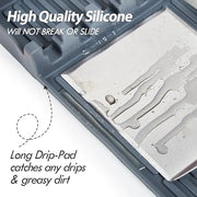 ISSEVE Silicone Griddle Tools Mat for Blackstone, Large Silicone Spatula Mat with Drip Pad, Grill BBQ Caddy Utensils Holder for Kitchen, Cooking & Countertop, Griddle Accessories for Blackstone Grey - Grill Parts America