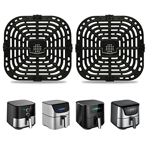 2 Pack Air Fryer Grill Pans Replacement Parts for Instants Vortex Plus 6qt Air Fryers, Air Fryer Accessories Air Fryer Tray with Rubber Bumpers for