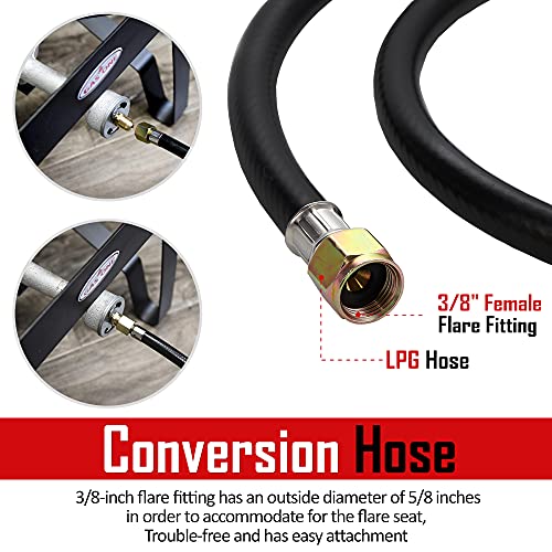 GasOne 2109-RED 4 ft High Pressure 0-20 PSI Adjustable Regulator with Red QCC-1 Type Hose-Works with Newer U.S. Propane Tanks - Grill Parts America