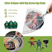 KAMaster Stainless Steel Grill Grate Lifter Gripper,Grate Grabber with Green Protective Cover Grill Grate Lifter Tool for Big Green Egg Accessories Kamado Charcoal Grill Smoker,Weber,Primo,Grill Dome - Grill Parts America