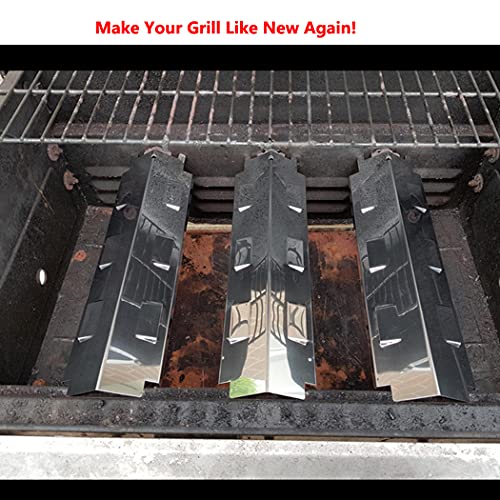 YIHAM KS734 Gas Grill Stainless Steel Heat Plate Shield Tent, Burner Cover Flame Tamer, BBQ Replacement Parts for Charbroil 463650414, Master Forge GD4215S, Brinkmann, Kenmore, 14 5/8 inch, Set of 3 - Grill Parts America