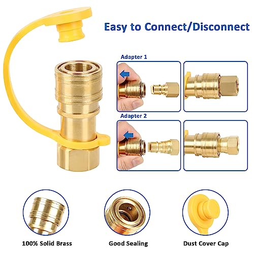 ATKKE 3/8 Inch Natural Gas Quick Connect Fittings Kit, LP Propane Gas Hose Quick Disconnect Assembly Set for Low Pressure Propane/Natural Gas Systems, 6 Pieces - Grill Parts America