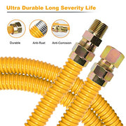 Grehitk Flexible Gas Line Connector for Dryer(1/2 48inch), Gas Hose Connector Kit for Stove, Water Heater, Gas Log, Pipe Diameter 5/8 in.OD(1/2 in. ID) Connector Size 1/2" FIP.1/2"MIP, Stainless Steel - Grill Parts America