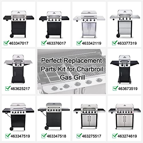 Grill Replacement Parts for Charbroil 463347017 463361017 463277017 463673017 463376217 463342119 463376018P2 Gas Grill, Stainless Steel Heat Plate Tend Crossover Tubes Grill Burner for Charbroil - Grill Parts America