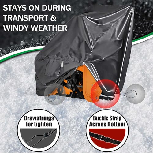 IC ICLOVER Snow Blower Cover, Universal fit Two Stage Snow Thrower Cover, Heavy Duty 600D Polyester Fabric Waterproof, Sun UV Dust Snow Proof, with Drawstring & Windproof Buckles, Outdoor Protection - Grill Parts America