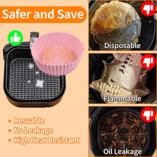 Air Fryer Silicone Liners Pot for 5 to 8 QT Rectangle Silicone Air Fryer  Liner Basket Food Safe Air Fryer Oven Accessories Reusable, Set of 3