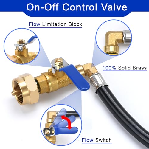 GasSaf 3FT Propane Refill Adapter Hose, Propane Refill Kit with ON/OFF Control Valve for Filling 1 lb Propane Tank Cylinder Bottle - Grill Parts America