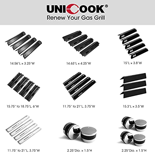 Unicook 15.3 Inch Porcelain Steel Flavorizer Bars, Grill Heat Plate Replacement Parts for Weber Spirit 200 Series, Spirit E/S 210 and 220 Gas Grills with Front Control Knobs, Heat Shield Tent, 3 Pack - Grill Parts America