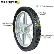 Maxpower 335110B Spoked Plastic Wheel, 14" x 1.75", Black - Grill Parts America