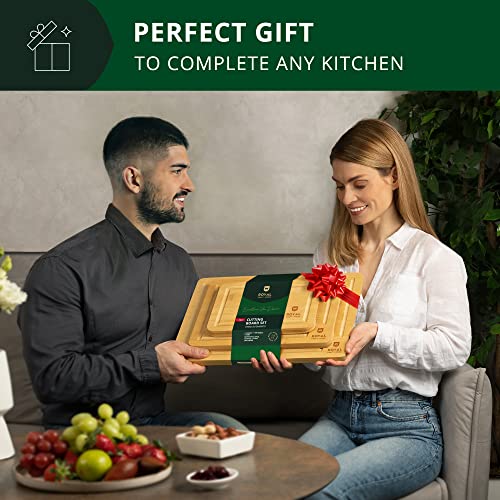 𝐖𝐈𝐍𝐍𝐄𝐑 𝟐𝟎𝟐𝟑 Cutting Boards for Kitchen - Bamboo Cutting Board Set of 3, Cutting Boards w/Juice Grooves, Thick Chopping Board for Meat, Veggies, Easy Grip Handle - Kitchen Gadgets Gift - Grill Parts America