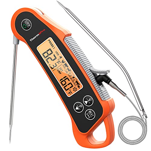 ThermoPro TP710 Instant Read Meat Thermometer Digital for Cooking, 2-in-1 Waterproof Kitchen Food Thermometer with Dual Probes and Dual Temperature Display for Oven, Grilling, Smoker & BBQ - Grill Parts America