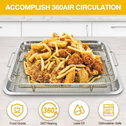 Air Fryer Basket for Oven 15 x 11 Inch Stainless Steel, Air Fryer Accessories Oven Rack and Crisper Tray, Bacon Cooker Broiler Pan for Oven, Bakeware Sets Oven Rack-2 Piece Large - Grill Parts America