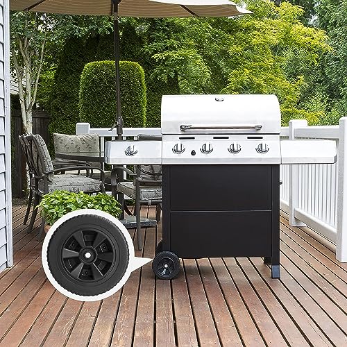 BBQ Future G210-0018-W1 8" Grill Wheels Replacement Parts for Charbroil Gas Grills 463320107 463320707, Thermos 461320508 461442113, Grill Master, Kenmore and Other Brands Grills, Black Plastic Wheel - Grill Parts America