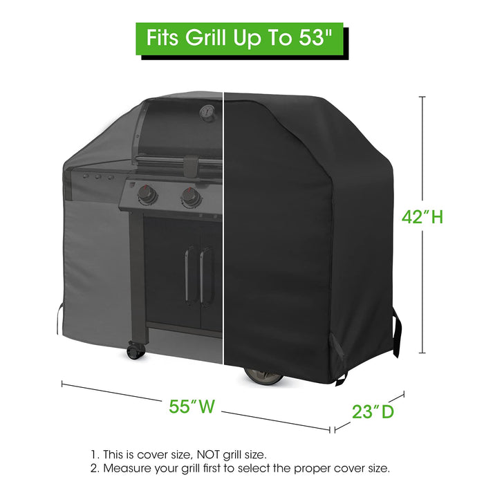 Mightify Grill Cover 55-Inch, Heavy Duty Waterproof Gas Grill Cover, Outdoor Fade & UV Resistant Barbecue Cover, All Weather Protection BBQ Grill Cover for Weber, Brinkmann, Char Broil Grills, etc - Grill Parts America