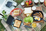 Yoshikawa SJ2408 Hot Sandwich Maker, For Gas Stoves, Crispy Grilled, Single, Fluorine Treated, Total Width 5.9 x Total Length 13.8 x Height 1.3 inches (15 x 35 x 3.2 cm), Black, Outdoor, Camping - Grill Parts America