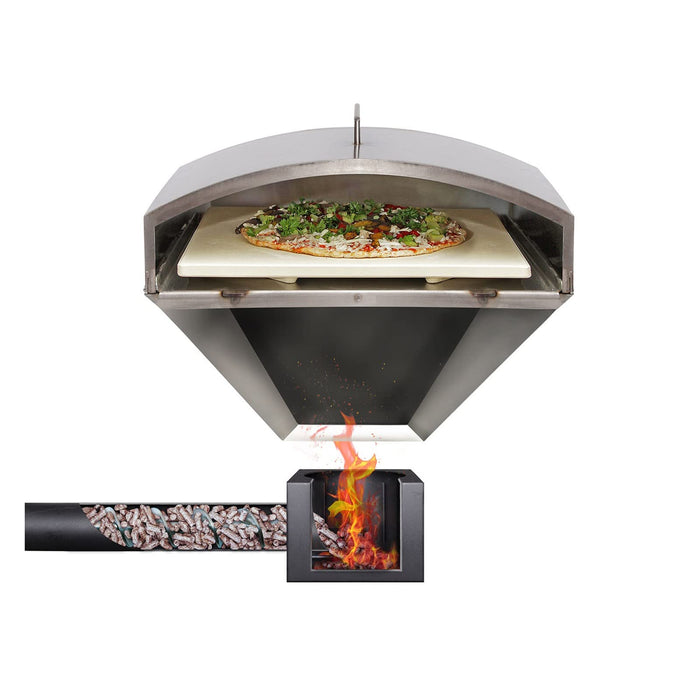 Green Mountain Grills Wood-Fired Steel Pizza Oven Attachment Accessory for Daniel Boone/Jim Bowie Model Grills with Square Pizza Stone, Silver - Grill Parts America