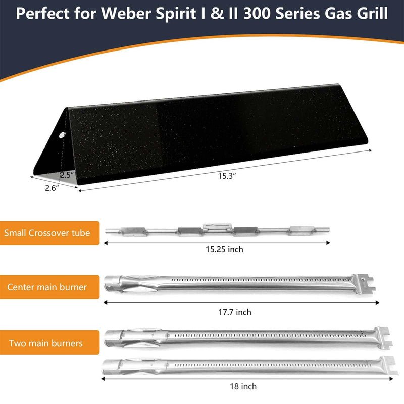 Grill Replacement Parts 7636 for Weber Spirit, 7636 Grill Parts 15.3 Inch Flavorizer Bars with 69787 Burner for Weber Spirit I & II 300 Series, Spirit E310 E320 E330 S310 S320 S330 - Grill Parts America