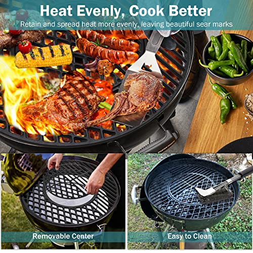 Criditpid 8835 Cast Iron Grill Grates Replacement for Weber 22.5" Charcoal Grills, Kettle, Performer Premium, Master-Touch, Charcoal Smoker, 21.5" Gourmet BBQ System Round Grill Cooking Grate Parts - Grill Parts America