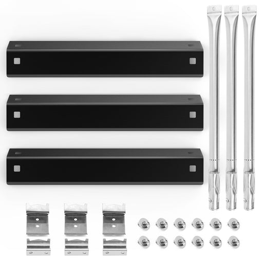 UikJOY Grill Replacement Parts for Chargriller 5050, 5650, 3001, 3030, 5072, 3008, 4000, 5252 Gas Grills, Porcelain Steel Heat Plates & Burner Tubes & Hanger Brackets Replacement for Chargriller - Grill Parts America