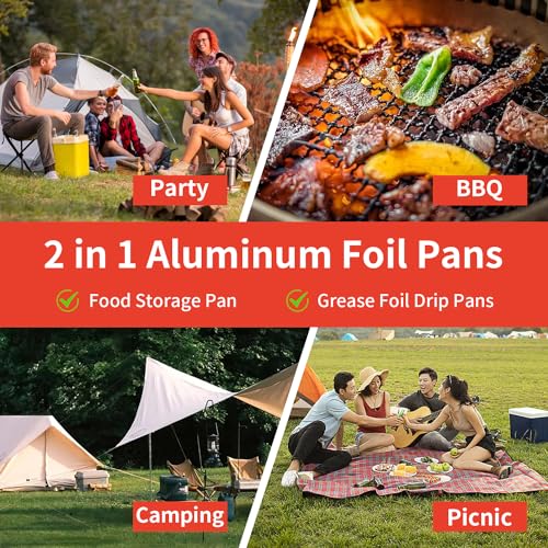 50 Pack Drip Pan Liners for Ninja OG701/OG751/OG700- Woodfire Outdoor Grill & Smoker - Compatible with Weber Genesis - Spirit - Q Series - Disposable Aluminum Foil Grease Tray - Grill Parts America