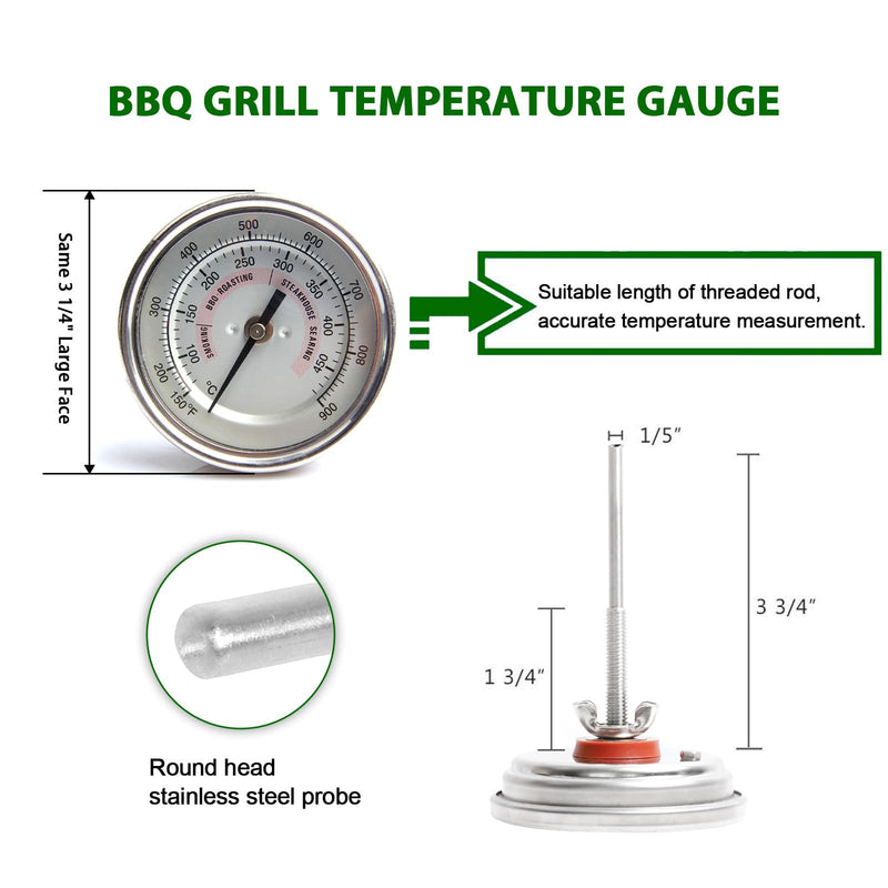 KAMaster BBQ Grill Temperature Gauge for Kamado Grill Joe Waterproof Large Face Thermometer Barbecue Charcoal Grill Stainless Steel 150-900°F Cooking Thermometer for Kamado Accessories - Grill Parts America