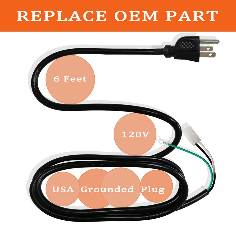 Replacement Barbecue Power Cord, Compatible with Pit Boss& Traeger Wood Pellet Grills, 6 Feet Smoker Grill Power Cord 12 - Grill Parts America