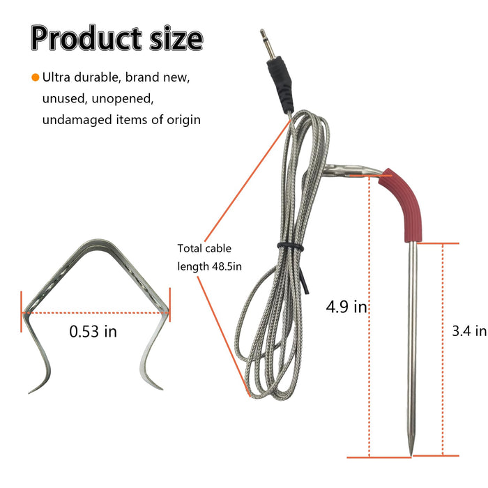2-Pack Replacement Meat Probe,Temp Meat Probe Replacement for Weber iGrill,Equipped with 2 Sets of Probe Grommets, 2 Sets of Meat Probes, and Temperature Probe Clips - Grill Parts America