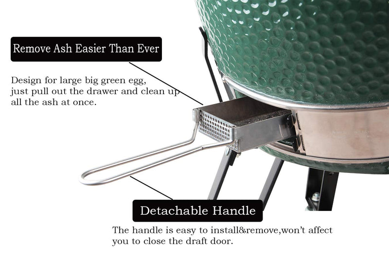 Ash Tool Slid Out ash Drawer Stainless Steel for Large Big Green Egg Green Egg Replacement Parts ash Clean Tool - Grill Parts America