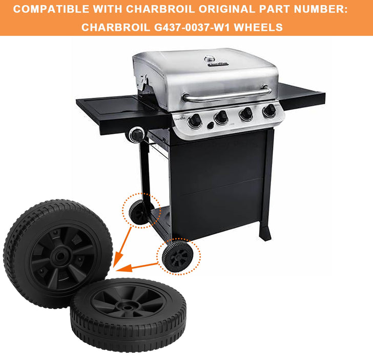 G437-0037-W1 Grill Wheels 7'' Replacement for Charbroil Grill