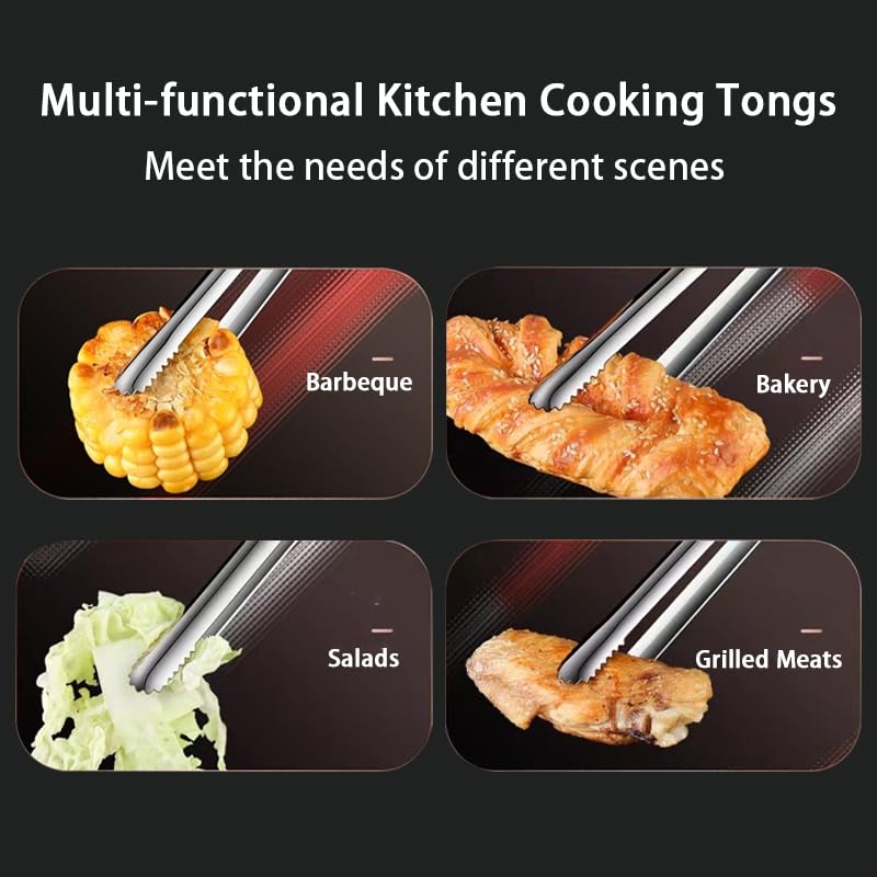 Jrsoul He 4Pcs Stainless Steel Kitchen Tongs Grill Tongs (11.5in) - Grill Parts America