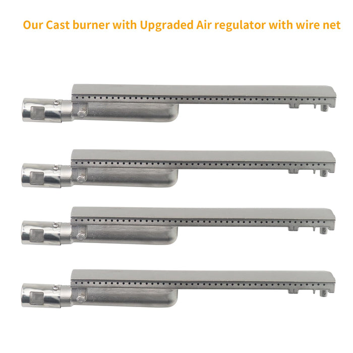 Plowo Upgraded Cast Stainless Steel Grill Burner Tubes for Bull BBQ, Lion Premium, Cal Flame, Aussie, Blaze, Turbo, CharBroil, Nexgrill, Thermos Gas Grill, 4PC Heavy Duty Replacement Parts, 16 1/8" - Grill Parts America