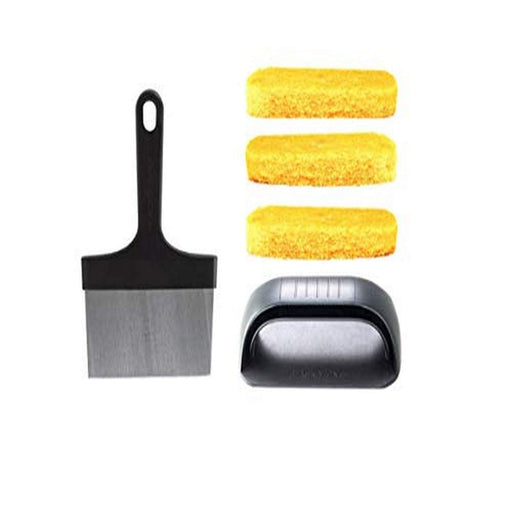 Blackstone 5059 Flat Grill & Griddle Cleaning Kit 5 Pieces Premium Flat Top Grill Accessories Cleaner Tool Set - 1 Stainless Steel 6" Scraper, 3 Scour Pads and 1 Handle Griddle Kit - Grill Parts America