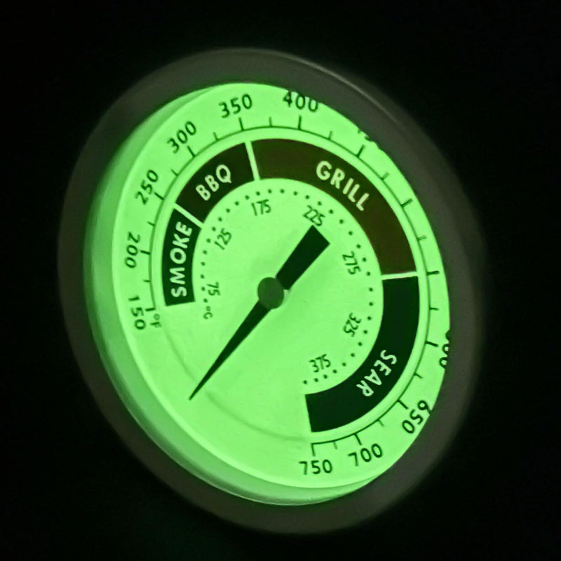 GLOWYE 3 1/8” Luminous BBQ Thermometer Gauge for CharBroil Oklahoma Joe’s Smokers, Weber, Royal Gourmet, Char-Griller and Most Charcoal Grills, 1/2 NPT Stainless Steel Grill Temperature Gauge - Grill Parts America