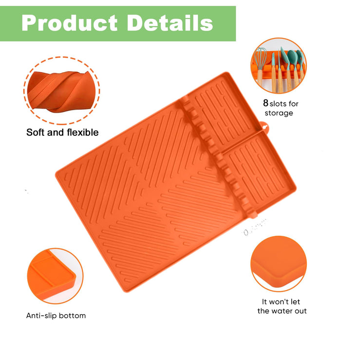 EddHomes Silicone Grill Side Shelf Mat for Blackstone BBQ Grill, 3 in 1 Silicone Spatula Mat with Drip Pad,Large Silicone Utensil Rest for Multiple BBQ Grill Tools - Grill Parts America