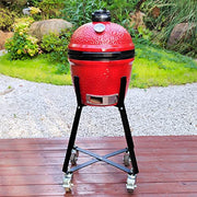 Quantfire Rolling Cart for Kamado Joe Junior 13.5" Grill Stand for Kamado Joe Accessories, Rolling Nest with Heavy Duty Locking Caster Wheels Powder Coated Steel for Smoker Kamado Grill Stand Black - Grill Parts America
