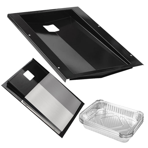 SafBbcue 91354 Grease Tray with 10PCS 6415 Catch Pan Aluminum Liner,Drip Pan for Weber Spirit E-310,E-320,Spirit EP-310 EP-320, Spirit S-320 SP-310(Made in 2009 and 2012) Grills,17-3/4"L x 13"W x 3"H - Grill Parts America