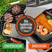 Indoor Outdoor Stovetop Smoker - Stainless Steel Smoker Box w/ Oak Wood Chips & Recipes- Works On Any Heat Source, Indoor Stovetop or Outdoor BBQ Grill-Great Fathers Day Gift & Grilling Gift for Men - Grill Parts America