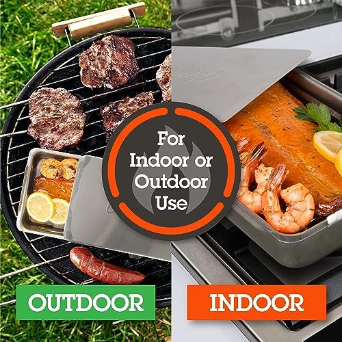 Indoor Outdoor Stovetop Smoker - Stainless Steel Smoker Box w/ Oak Wood Chips & Recipes- Works On Any Heat Source, Indoor Stovetop or Outdoor BBQ Grill-Great Fathers Day Gift & Grilling Gift for Men - Grill Parts America
