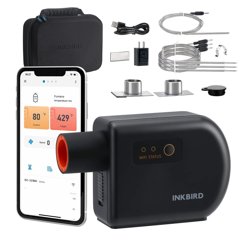 Wi-Fi & Bluetooth BBQ Smoker Temperature Controller with Automatic Smoker Fan, INKBIRD ISC-027BW Grill Thermometer with 4 Probes for Big Green Egg, Kamado Joe, Primo, Vision Grill, Akorn Kamado - Grill Parts America
