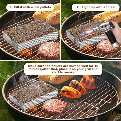 only fire 12 Hours Pellet Maze Smoker Tray, Grill Smoker Box for Hot and Cold Meat, Cheese Smoking, Fits Any Gas Grills, Charcoal Grills or Smokers, 5" x 8" - Grill Parts America