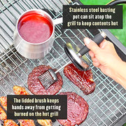 BBQ Basting Pot with 3 Basting Brushes Set,Airtight Stainless Steel Barbecue Sauce Pot,Silicone BBQ Brushes for Sauce,BBQ Grilling Gifts for Men Dad,BBQ Gadgets Grill Accessories,32oz Large Capacity - Grill Parts America