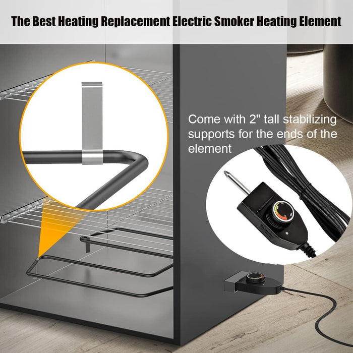 AJinTeby Electric Smoker Universal Replacement Part, 1500W Grill Heating Element with Adjustable Thermostat Cord Controller, Heating Element for Most Electric Smokers & Turkey Fryers - Grill Parts America