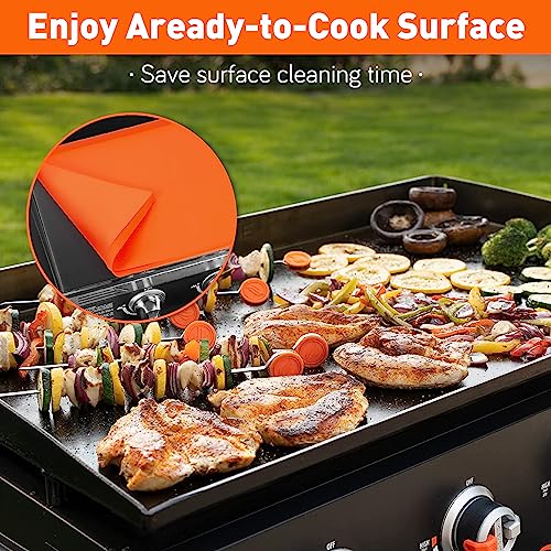 Wohbay Griddle Mat for Blackstone, 36" Food-Grade Silicone Cover Mat for Griddle Surface, Griddle Accessories, Griddle Outdoor Protector - Orange - Grill Parts America