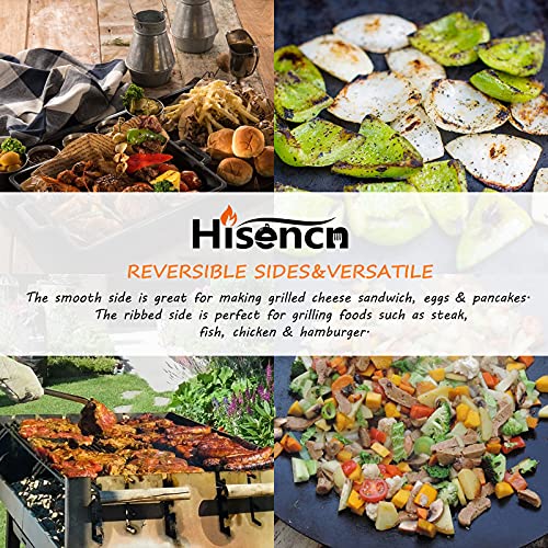 Hisencn Cast Iron Griddle, Nonstick Reversible Griddle for Gas Grill, Cast Iron Griddle Plate for Gas Stove Top, Oven, Outdoor Grill or Campfire (16.45'' x 9.45'') - Grill Parts America