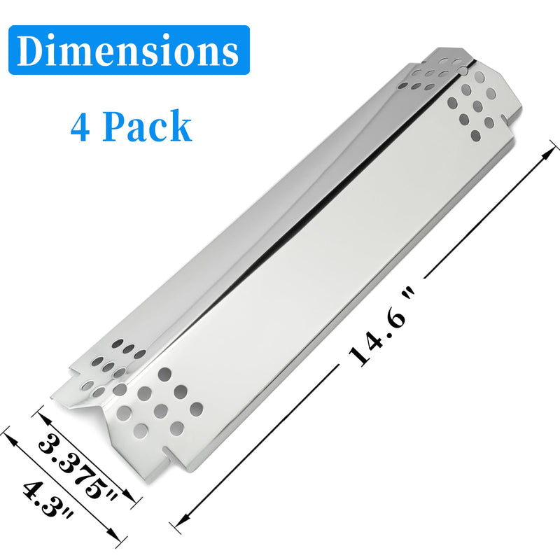 ROCFAN Grill Heat Plates Replacement Parts for Nexgrill 720-0830H, Stainless Steel Heat Tents, Burner Cover, Flame Tamer, Heat Shield for Home Depot Nexgrill 4 Burner 720-0830H, 14.6 Inch - Grill Parts America
