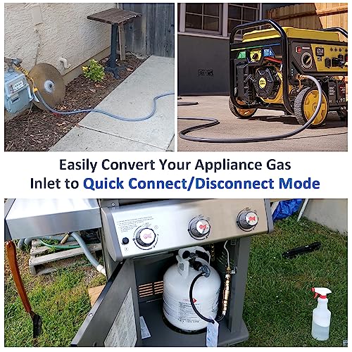 ATKKE 3/8 Inch Natural Gas Quick Connect Fittings Kit, LP Propane Gas Hose Quick Disconnect Assembly Set for Low Pressure Propane/Natural Gas Systems, 6 Pieces - Grill Parts America