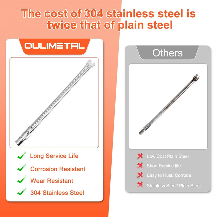 QuliMetal 69787 Grill Burner for Weber Spirit 330, Spirit 335, Spirit 300 Series Grills with Front Mounted Control Knobs, Replace for Spirit 330 Burner Tube Set, 68948 65518 Burner Tube kit, 18 Inch - Grill Parts America