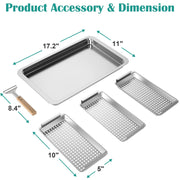 Grill Baskets Set, Outdoor Grilling Tray for Traeger Pellets, Pit Boss, Weber Kettle, Kamado Joe Charcoal Grills, Grilling Accessories for All Grills & Smokers, Grilling Fish Veggies & Meats - Grill Parts America